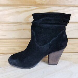 Biker Western Black Distressed Women's 6 M Suede/Leather Slouch Heeled Boots NEW